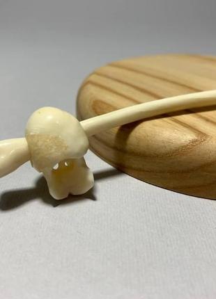Шпилька з кістки, аксесуар, шпилка для волосся "череп", шпилька кістяна, школка з кістки "череп"9 фото