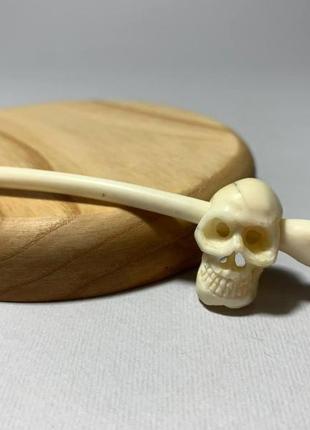 Шпилька з кістки, аксесуар, шпилка для волосся "череп", шпилька кістяна, школка з кістки "череп"2 фото