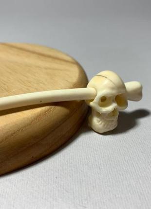 Шпилька з кістки, аксесуар, шпилка для волосся "череп", шпилька кістяна, школка з кістки "череп"3 фото