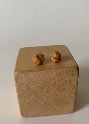 Серьги гвоздики деревянные, серьги украшения, серьги пусеты