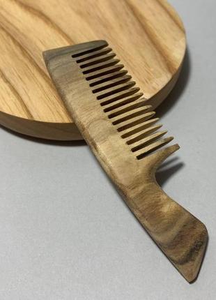 Гребень деревянный для волос, для бороды и усов орех2 фото