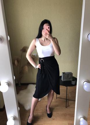 Чёрная юбка миди вискоза