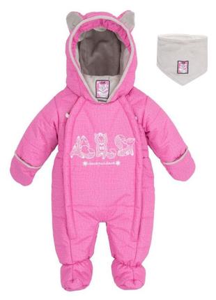 Детский розовой зимний комбинезон для девочки deux par deux  р.3м (62см)