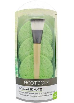 Набор для нанесения маски и очищения кисть и спонжи ecotools (beauty facial mask mates) 4 шт1 фото