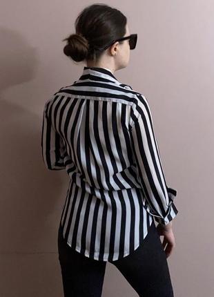 Шифонова блуза zara у чорно-білу смужку.2 фото