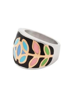 Новое стальное красивое кольцо с эмалью, с биркой, "Steel evolution"