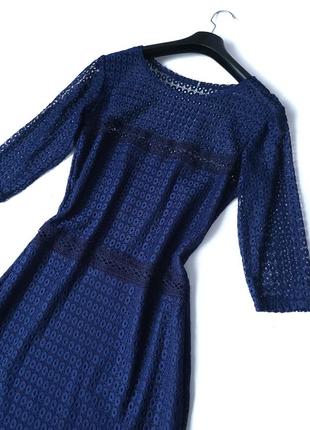 Коктельное  платье темно-синее гипюровое с кружевом5 фото