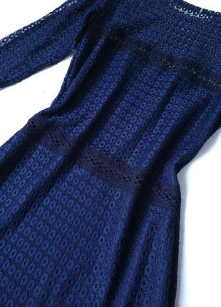Коктельное  платье темно-синее гипюровое с кружевом4 фото