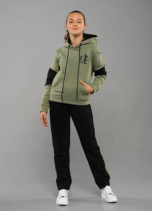 Теплий костюм для дівчаток підлітковий спортивний дитячий на флісі з начосом турецький