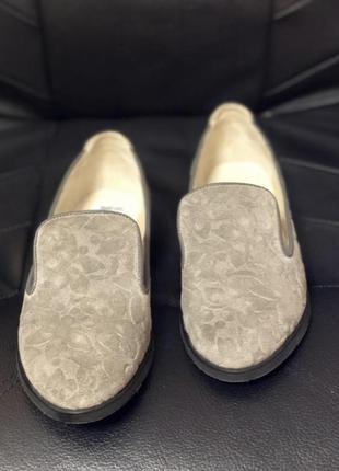 Велюровые лоферы туфли натуральная кожа