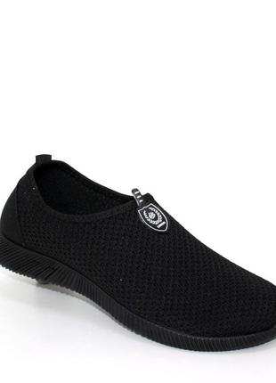 Черные трикотажные кроссовки слипоны3 фото