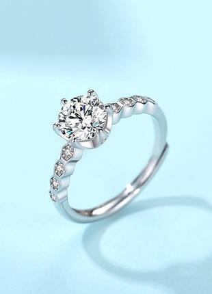Серебряное кольцо каратник с белыми фианитами1 фото