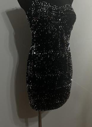 Нарядное новогоднее платье с блестками пайэтки мини платье вечернее2 фото