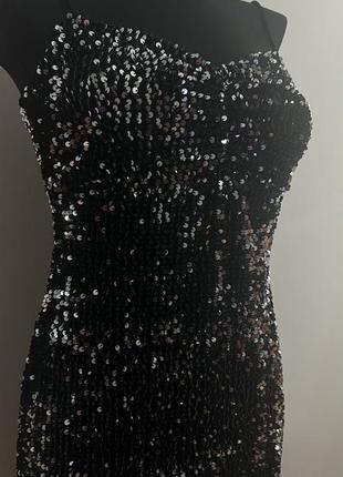 Нарядное новогоднее платье с блестками пайэтки мини платье вечернее3 фото