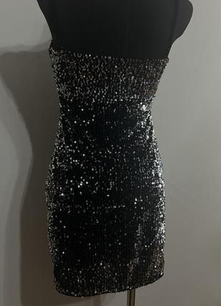 Нарядное новогоднее платье с блестками пайэтки мини платье вечернее8 фото