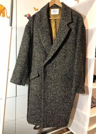 Шикарное шерстяное пальто миди в елочку дорогого бренда swildens размер 385 фото