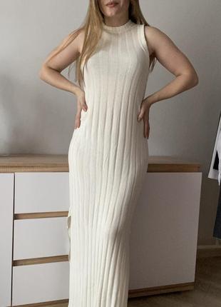 Молочна трикотажна сукня максі h&m