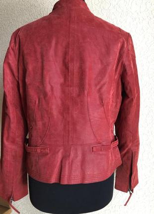 Кожаная куртка косуха от бренда zigga, красная, в идеальном состоянии3 фото