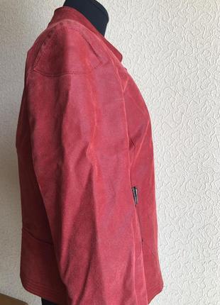 Кожаная куртка косуха от бренда zigga, красная, в идеальном состоянии5 фото