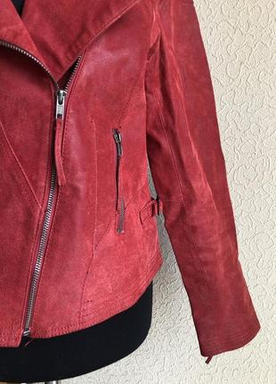 Кожаная куртка косуха от бренда zigga, красная, в идеальном состоянии4 фото
