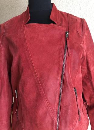 Кожаная куртка косуха от бренда zigga, красная, в идеальном состоянии8 фото