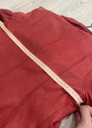 Шкіряна жіноча червона байкерська куртка, косуха goosecraft biker 513 розмір s9 фото