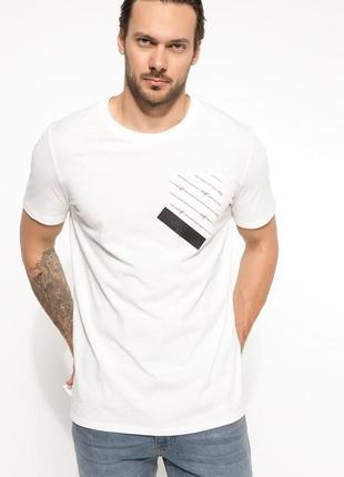 Мужская футболка белая de facto с карманом на груди - фирменная турция1 фото