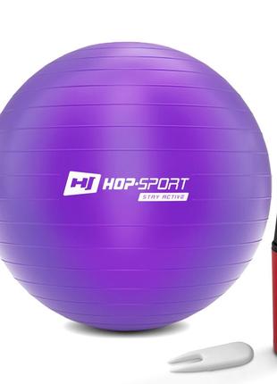 М'яч для фітнесу фітбол hop-sport 85 см фіолетовий + насос 20204 фото