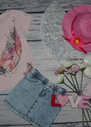 5 лет 110см крутая фирменная футболочка футболка для стильной девочки с паетками бисером