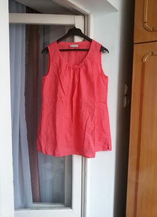 Яркая праздничная льняная блуза rosso35 100% натуральный лен1 фото