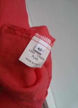 Яркая праздничная льняная блуза rosso35 100% натуральный лен4 фото
