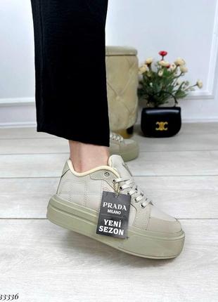 Кросівки кеди на високій підошві платформі танкетці масивній прада4 фото