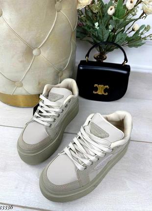 Кросівки кеди на високій підошві платформі танкетці масивній прада10 фото