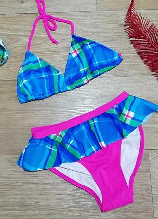 1, раздельный яркий  купальник на девочку с юбкой us  polo assn размер 6-7 лет