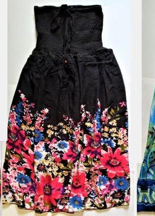 1, очень  яркая, легкая летняя  юбка сарафан   штапель бирюзового цвета,4 фото