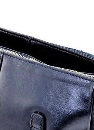 Женская деловая ,повседневная кожаная черная сумка -портфель с длинной ручкой3 фото