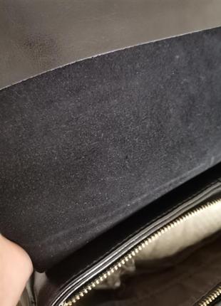 Женская деловая ,повседневная кожаная черная сумка -портфель с длинной ручкой6 фото