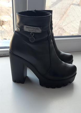 Натуральная кожа ботильоны