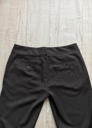 Тонкие брюки из вискозы в мелкую полоску цвета чёрного шоколада размер s франция2 фото