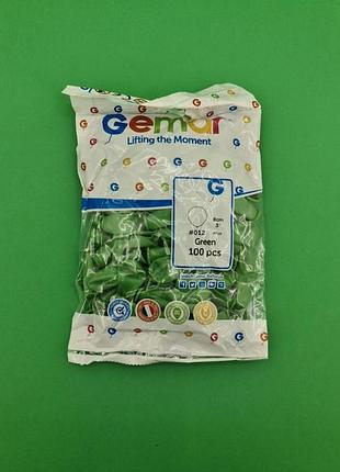 Повітряні кульки пастель зелені 3" (8 см) латексні бомбочки 100 шт gemar (1 пач.)