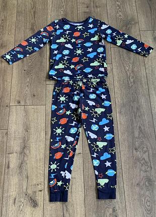 Пижама хлопковая трикотажная принт 🌍космос🪐радуга 🌈солнце🌞 тучки ☁️george (англия)