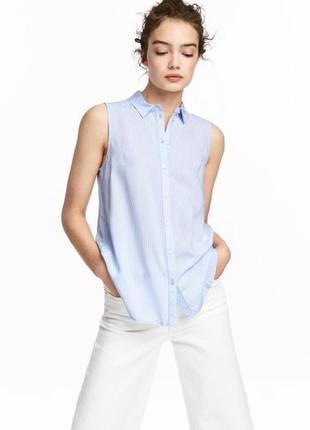 H&m рубашка в полоску без рукавов , s