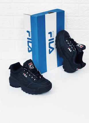 Кросівки жіночі чорні весняні fila disraptor black кроссовки фила чорні5 фото