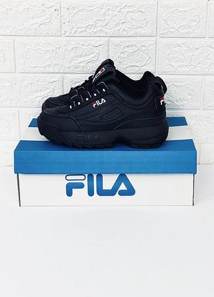 Кросівки жіночі чорні весняні fila disraptor black кроссовки фила чорні4 фото