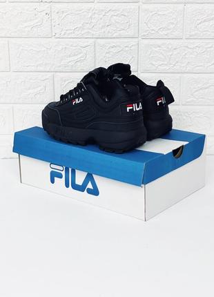 Кросівки жіночі чорні весняні fila disraptor black кроссовки фила чорні8 фото