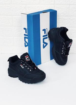 Кросівки жіночі чорні весняні fila disraptor black кроссовки фила чорні6 фото