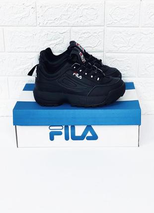 Кросівки жіночі чорні весняні fila disraptor black кроссовки фила чорні9 фото