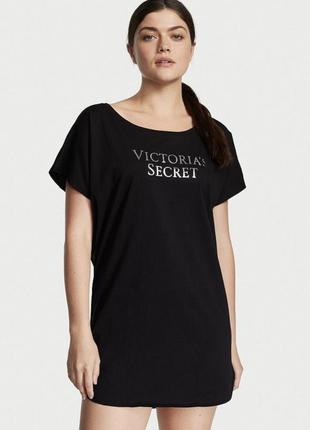 Ночная рубашка черный хлопок оригинал victoria’s secret