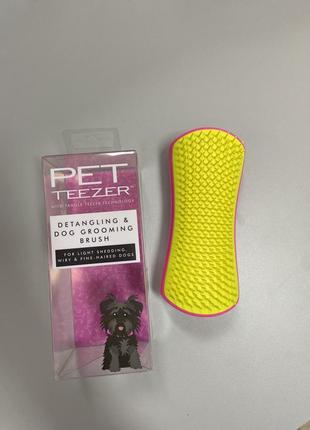 Расческа для вычесывания собаки tangle teezer pet teezer de-shedding &amp; grooming pink
