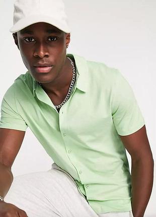 Трикотажная рубашка asos design мятного цвета, xs